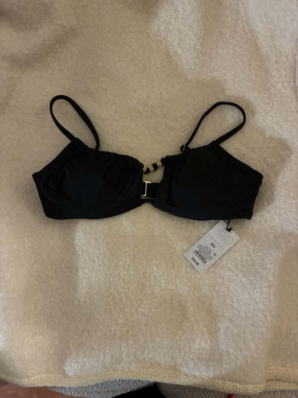 Shade & Shore Bead Detail Underwire Bikini Top in Black